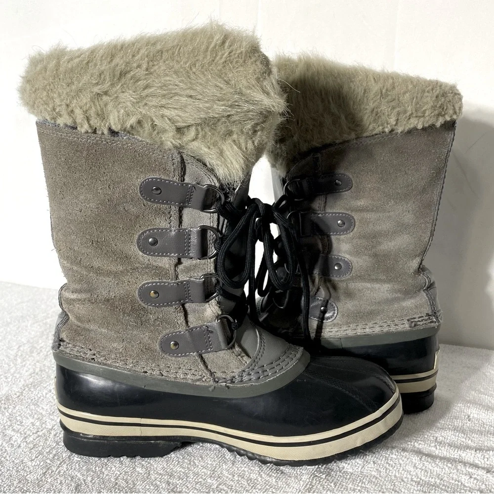 Sorel Grey Suede Leather Lace Up Mid Calf Winter Boots 5 - Picture 9 of 15